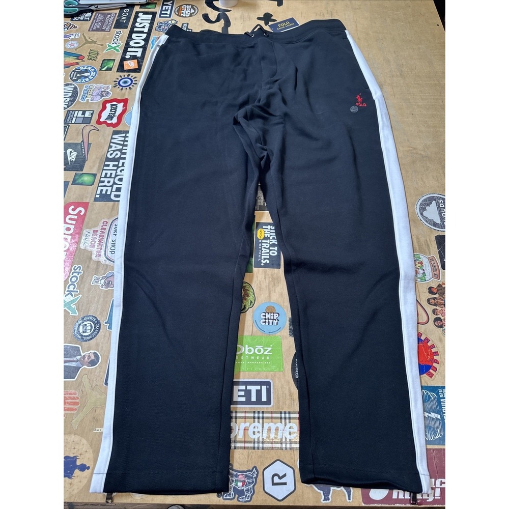 Polo Big &‎ Tall Sweatpants Knit Zipper Pockets MSRP $148 Size 2XLT BLACK WHITE